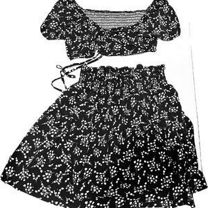 Black and White Floral Two-Piece Set